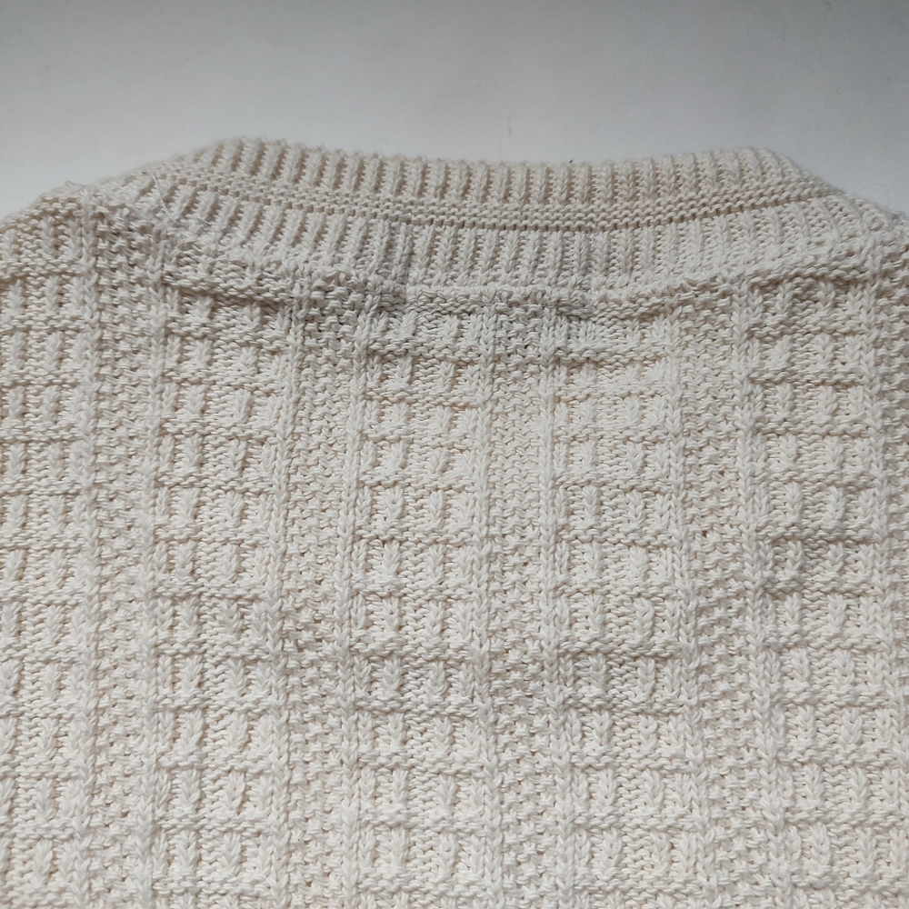 Bill Blass Vintage Sweater Men Cotton Cream Pullover Knit Crew Neck USA Ivory L - Picture 12 of 16
